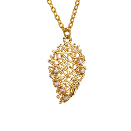 Nested Pendant Necklace | Gold Leaf Zirconia Chain