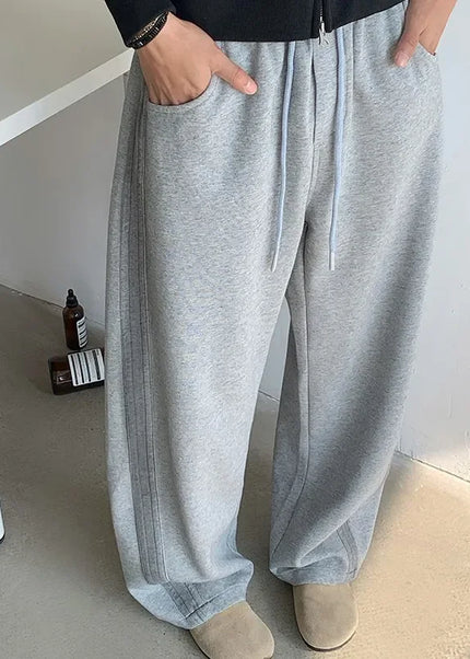 Neutral Tie-dye Side Striped Wide Leg Casual Pants - Unisex Sweatpants