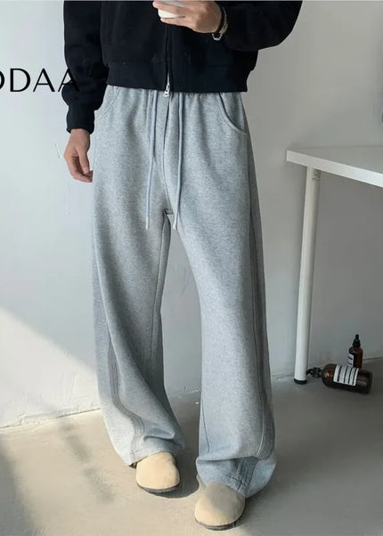 Neutral Tie-dye Side Striped Wide Leg Casual Pants - Unisex Sweatpants