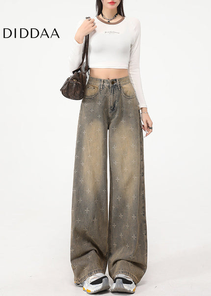 Nostalgic Blue Distressed Draped Wide-Leg Jeans - Women’s Jeans