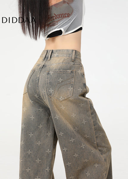 Nostalgic Blue Distressed Draped Wide-Leg Jeans - Women’s Jeans