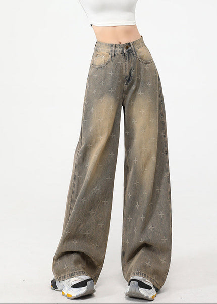 Nostalgic Blue Distressed Draped Wide-Leg Jeans - Women’s Jeans