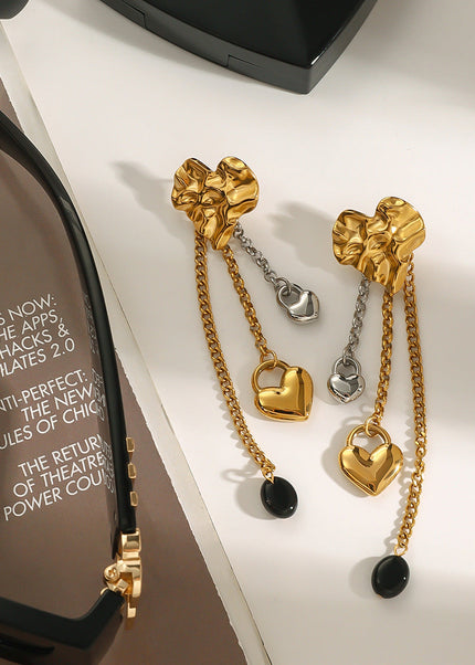 Jieding European and American stainless steel tassel earrings, love earrings, high-quality earrings, titanium steel cross-border jewelry, earrings