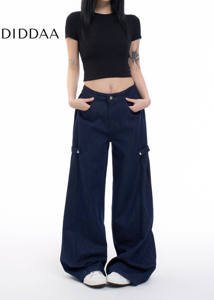Off-White High Waist Wide-Leg Jeans for Women - XS / Dark Blue - Women’s Jeans