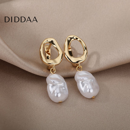 Pearlly Earrings | Gold Pearl Drop Earrings - Gold - Earrings