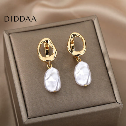 Pearlly Earrings | Gold Pearl Drop Earrings - Gold - Earrings