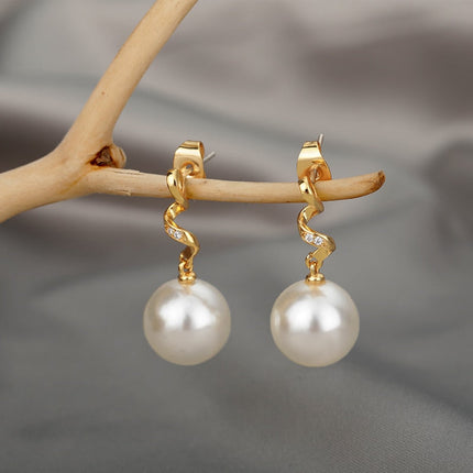 Pebble Earrings | Gold Simple Pearl Drop Earrings - Gold - Earrings