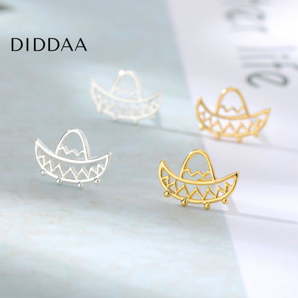 Pentillante Earrings | Gold Hollow Sombrero Stud Earrings - Silver - Earrings