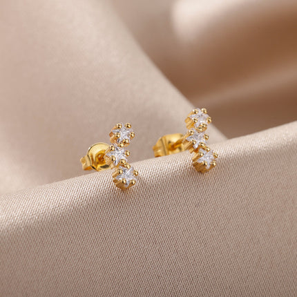 SOUVOIR 14K Gold Plated, Zirconia Earrings Pindrop Earrings | Gold Small Stone Zirconia Stud Earrings