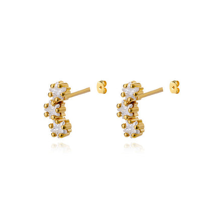 SOUVOIR 14K Gold Plated, Zirconia Earrings Pindrop Earrings | Gold Small Stone Zirconia Stud Earrings