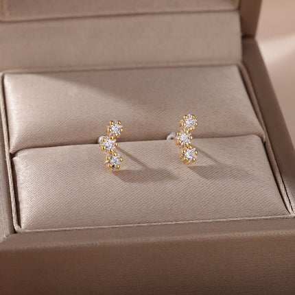 SOUVOIR Gold 14K Gold Plated, Zirconia Earrings Pindrop Earrings | Gold Small Stone Zirconia Stud Earrings
