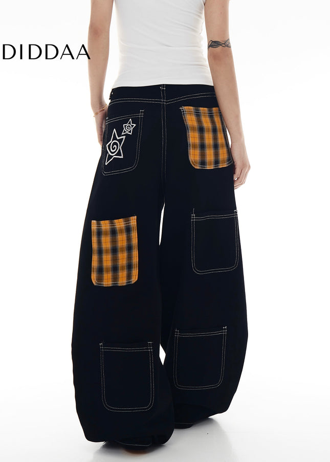 Plaid Multi-Pocket Cargo Pants for Men and Women - Women’s Jeans