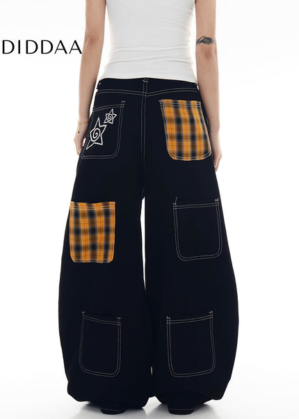 Plaid Multi-Pocket Cargo Pants for Men and Women - Women’s Jeans
