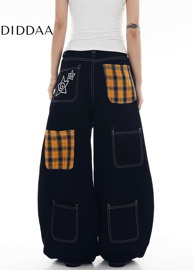 Plaid Multi-Pocket Cargo Pants for Men and Women - Women’s Jeans