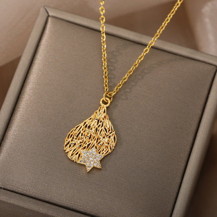 Pristin Pendant Necklace | Gold Zirconia Star Chain - Gold - Necklaces