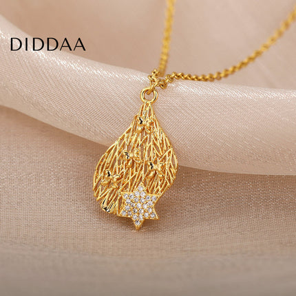 Pristin Pendant Necklace | Gold Zirconia Star Chain - Necklaces