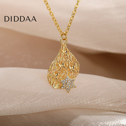 Pristin Pendant Necklace | Gold Zirconia Star Chain - Necklaces