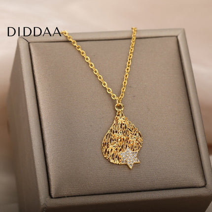 Pristin Pendant Necklace | Gold Zirconia Star Chain - Necklaces