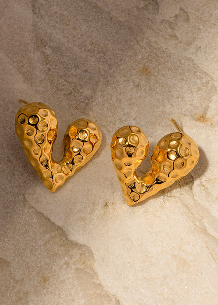 European and American Internet celebrity pop earrings 18K gold stainless steel personality liquid love heart shaped stud earrings design sense earrings wholesale