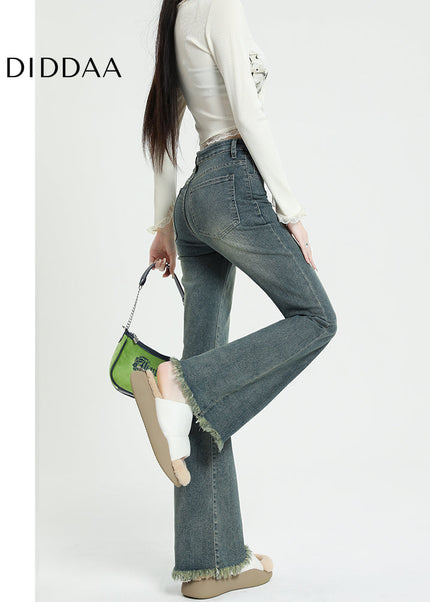 Retro Blue Butt Lift Slimming Micro Flared Pants - Women’s Jeans