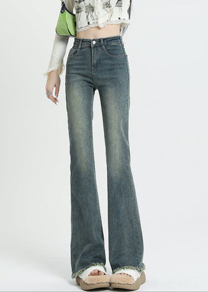 Retro Blue Butt Lift Slimming Micro Flared Pants - Women’s Jeans