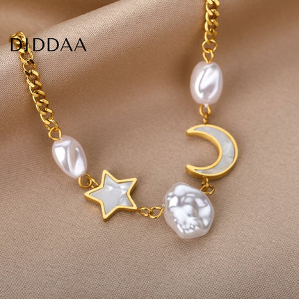 Revendra Bracelet | Gold Moon & Stars Pearl Bracelet - Gold - Bracelets
