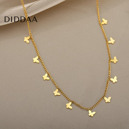 Revenir Necklace | Gold Butterfly Slim Chain - Gold - Necklaces