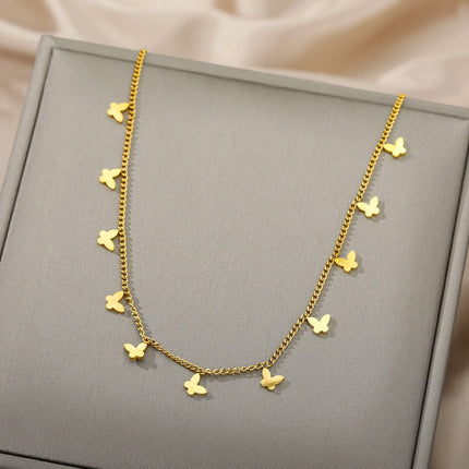 Revenir Necklace | Gold Butterfly Slim Chain - Gold - Necklaces
