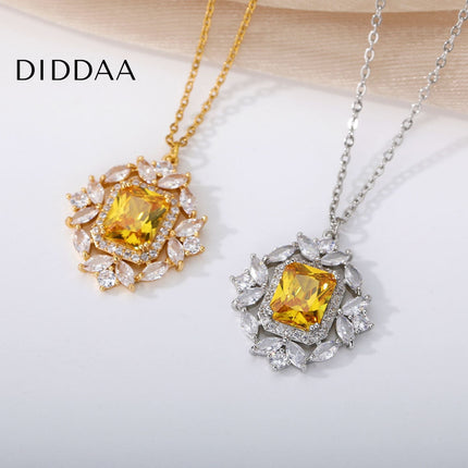 Rhinestone Pendant Necklace | Gold Pink Stone Zirconia Luxury Chain - Gold / Gold - Necklaces