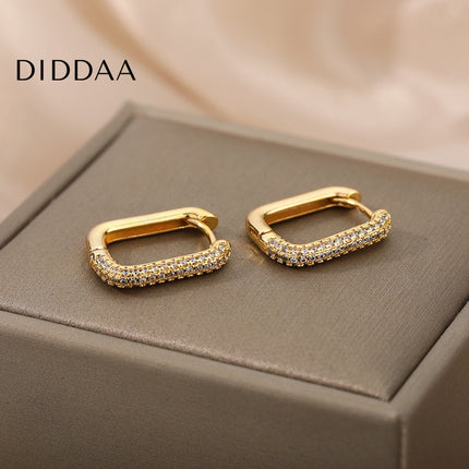 Rocco Earrings | Gold Zirconia Clip Cute Hoop Earrings - Earrings