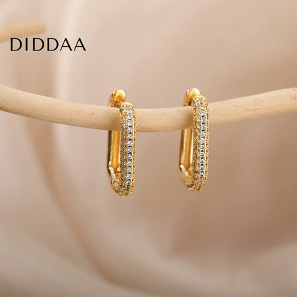 Rocco Earrings | Gold Zirconia Clip Cute Hoop Earrings - Earrings