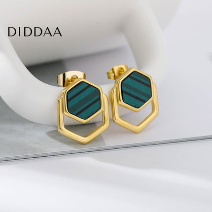 Sage Earrings | Gold Green Stud Earrings - Earrings