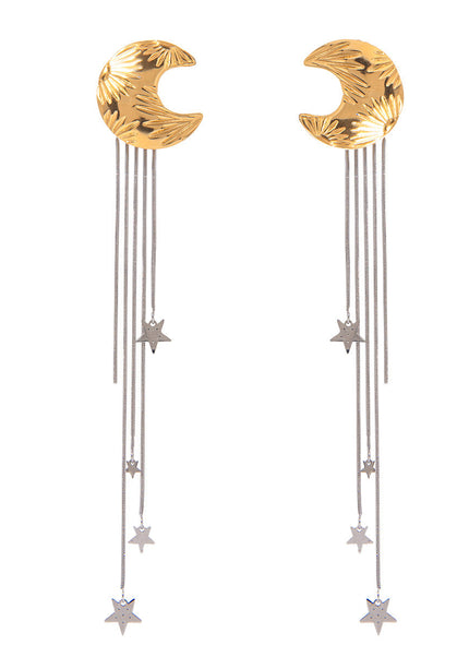 Jieding European and American stainless steel tassel earrings high-quality star stud earrings 18k titanium steel earrings cross-border earring