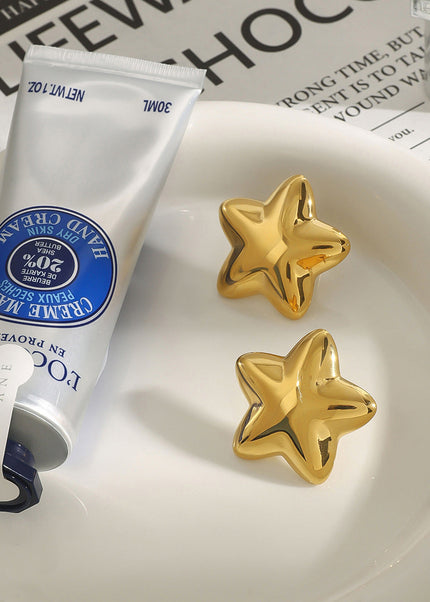 Jieding European and American five-pointed star titanium steel stud earrings, light luxury, high-end earrings, non-fading jewelry, stainless steel cross-border