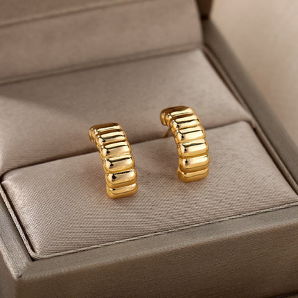 Saraid Earrings | Gold Rugged Stud Earrings - Gold - Earrings