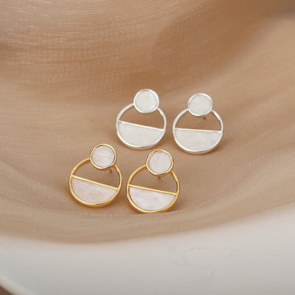 Saunte Earrings | Gold Silver Marble Stud Earrings - Gold - Earrings