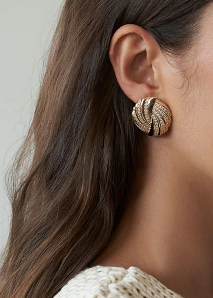 Jieding European and American stainless steel geometric stud earrings with diamonds luxury niche earrings titanium steel earrings cross-border earrings