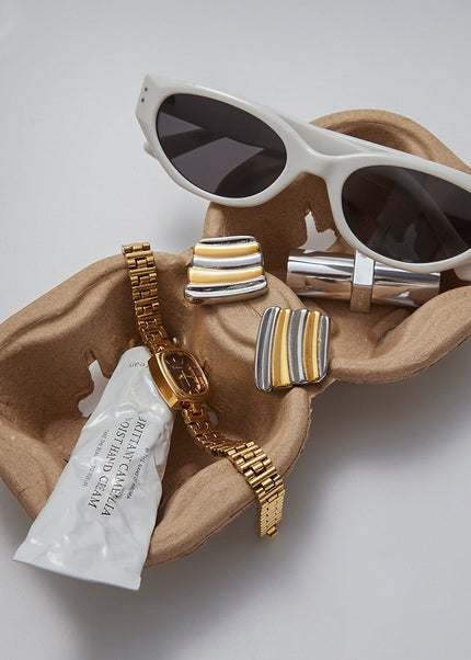 Jieding European and American stainless steel color-blocked earrings, light luxury, high-end earrings, non-fading titanium steel jewelry, design sense