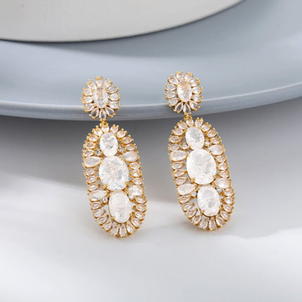 Serena Earrings | Gold Zirconia Drop Earrings - Gold - Earrings