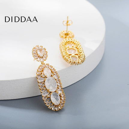 Serena Earrings | Gold Zirconia Drop Earrings - Earrings