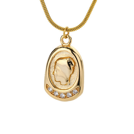 SOUVOIR 14K Gold Plated, Zirconia Necklaces Silktip Pendant Necklace | Gold Distressed Zirconia Chain