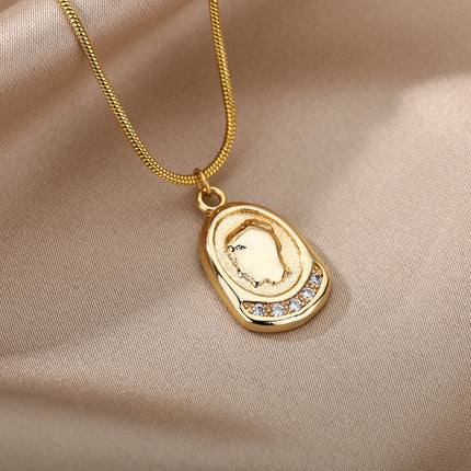 SOUVOIR 14K Gold Plated, Zirconia Necklaces Silktip Pendant Necklace | Gold Distressed Zirconia Chain