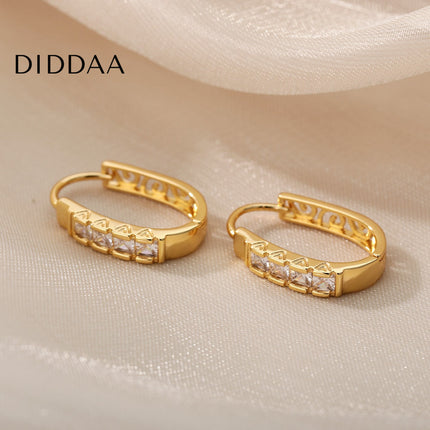 Siloir Earrings | Gold Zirconia Hoop Earrings - Earrings
