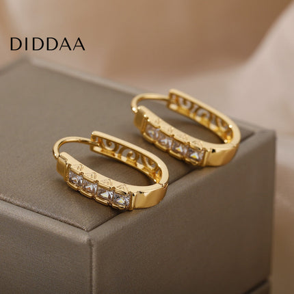 Siloir Earrings | Gold Zirconia Hoop Earrings - Earrings