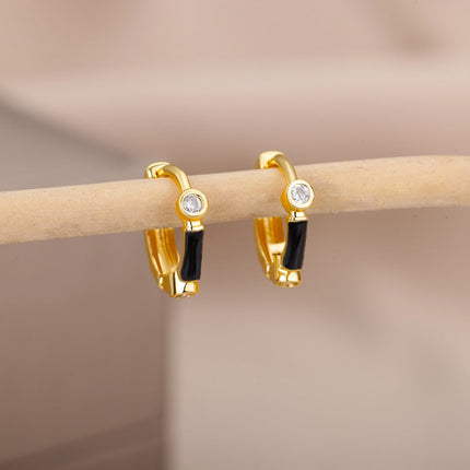 Simple Earrings | Gold Zirconia White Hoop Earrings