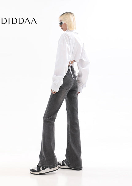 Smoky Gray High-Waisted Bootcut Jeans for Women - Women’s Jeans