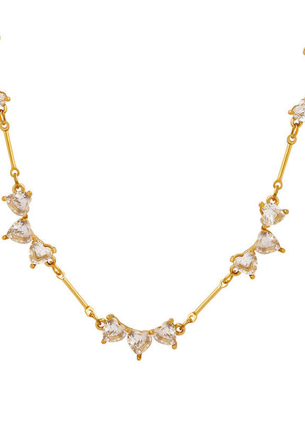 Europe and the United States do not fade love zircon titanium steel splicing design sense personality creative gold-plated necklace jewelry fashion women