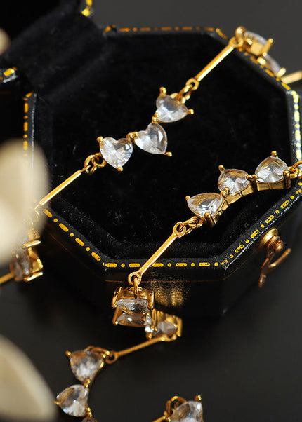 Europe and the United States do not fade love zircon titanium steel splicing design sense personality creative gold-plated necklace jewelry fashion women