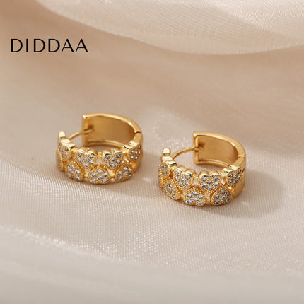 Sommes Earrings | Gold Zirconia Thick Hoop Earrings - Earrings