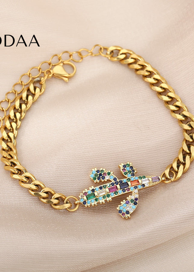 Souffle Bracelet | Gold Zirconia Spaceship Bracelet - Gold - Bracelets